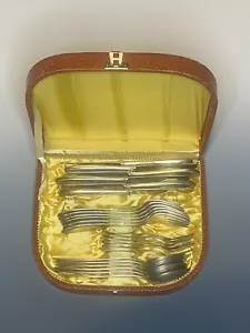 Homag German Vtg 24 Pc 6 Settings Silver Plated Art Nouveau Silverware Case HFL4 - Picture 1 of 12