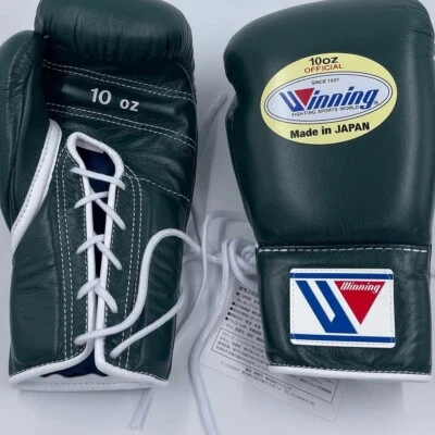 Guantes de Boxeo Winning 10oz Verde MS-500 Con Cordones Usados Entrenamiento Pro Sparring 10 OZ Foto 1 de 3