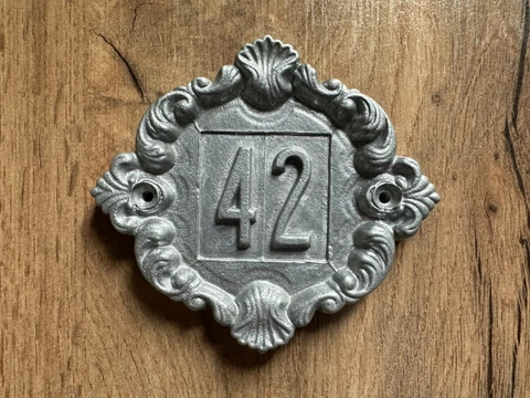 USSR Vintage sign Door number 42 brass USSR House number Soviet home decor Cover