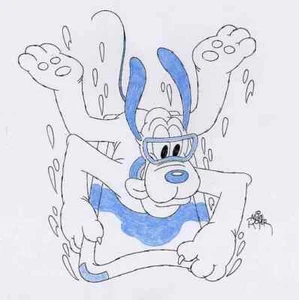 PLUTO auf dem SNOWBOARD - Mike ROYER - Handsignierte OriginalZeichnung (DISNEY) - Picture 1 of 1