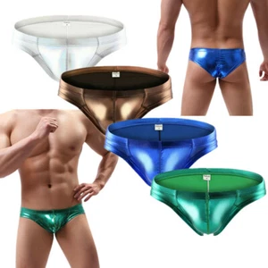 Costume da bagno slip bikini uomo intimo ecopelle effetto bagnato pantaloncino mutande sexy - Foto 1 di 43