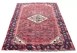 Tappeto annodato a mano Boho in lana vintage geometrico floreale afgano 4x6 rosa - Foto 1 di 5