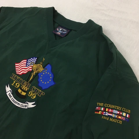 Mens Large- 1999 RYDER CUP Country Club BROOKLINE Vintage Embroidered Jacket PGA Cover