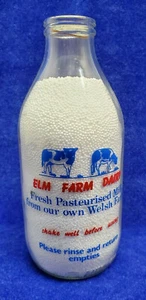 Vintage Elm Farm Dairy St Clear Welsh BECA Werbung Milchflasche 568 ml - Bild 1 von 5