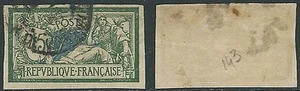 1906-20 FRANKREICH GEBRAUCHT MERSON 45 CENT VARIETÄT UNGEZÄHNT - W248 - Bild 1 von 1