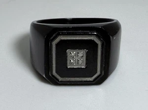 Anillo personalizado para hombre The Danbury Mint diamante hielo negro acero inoxidable - Imagen 1 de 21
