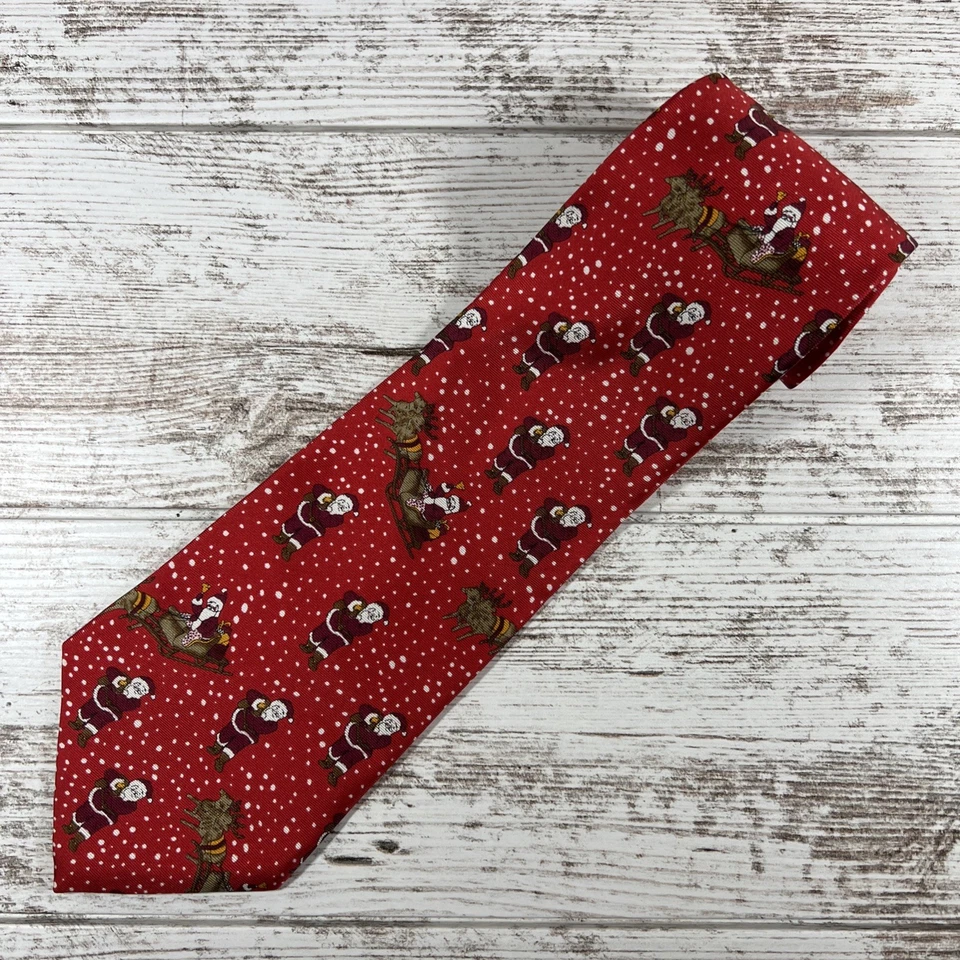Галстук мужской Stafford (100% шелк) сделано в США (L-56 дюймов/W-4 дюйма) Santa Claus Christmas - Изображение 1 из 4