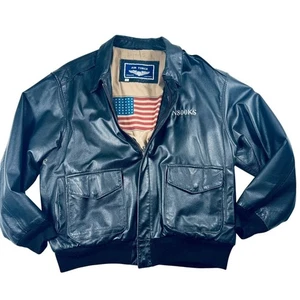Chaqueta de bombardero de cuero de la Fuerza Aérea negra parche N800KS para hombre talla M - Imagen 1 de 9