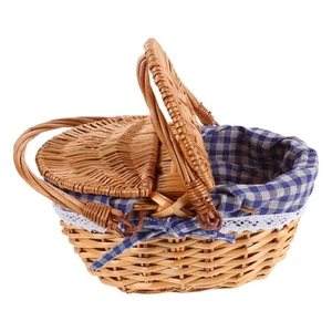 Kids Picnic Basket: Child-Sized Wicker Hamper for Pretend Play Accessories - - Picture 1 of 12