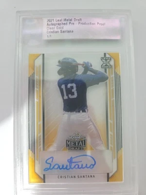 2021 Leaf Metal Draft - Cristian Santana #BA-CS1 Clear Gold 1/1 (AU, RC) - Image 1 of 2