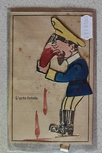 SATIRICA WW1-CARTOLINA MECCANICA-L'URTO FATALE-C89-161 - Picture 1 of 1