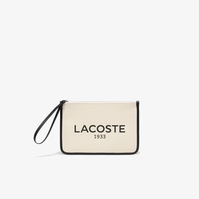 Bolso clutch de lona [Lacoste] Heritage NF4898TDQ2100 blanco roto Foto 1 de 4