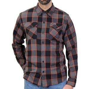 Camisa manga larga de franela negra, gris y naranja Hot Leathers FLM2020 para hombre - Imagen 1 de 5