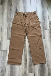 Carhartt B01 BRN Double Knee Duck Canvas Pants 36x30 Brown Loose Fit Made in USA - Picture 1 of 8