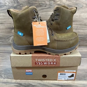 Twisted X Work Mens 10.5M |Brown| 6” Oblique Nano Toe Waterproof Work Boots - Picture 1 of 17