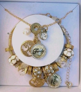 NEW Sunflower Garden Designs of Faith Gold Tone Charm Bracelet & Pendant Family - Picture 1 of 17