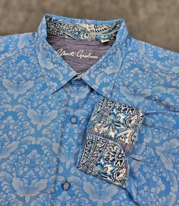 Robert Graham Men's XX Blue Paisley Button Up Flip Cuff Long Sleeve Shirt - Picture 1 of 6