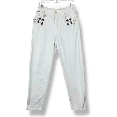 Jeans Escada Margaretha Ley Branco Feminino Tamanho 44 Vintage Preppy Yacht Club Itália - Imagem 1 de 4