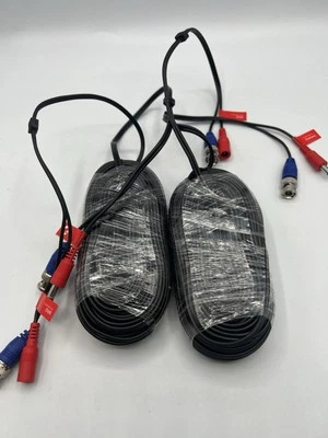 Security Camera Video Cable 60FT BLACK BNC RCA Wire DVR CCTV SurveillanceLOT OF2 - Image 1 of 4