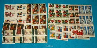 US Postage - 25 Sets of Vintage Christmas stamps Below Face, Mint NH - Image 1 of 2