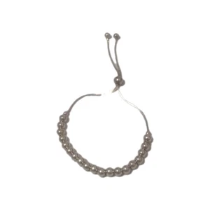 925 Sterling Silver Italian Italy Bead Ball Link Chain Adjustable Slide Bracelet - Picture 1 of 3