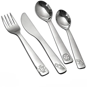 Kinderbesteck KIKKER Fußballmotiv Edelstahl 4teilig ideal als Geschenk - Bild 1 von 8