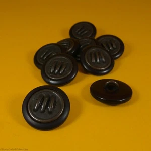 "3 Stitch" Bronze Metal Center Buttons - Shank Buttons (9 per bag) (21mm x 5mm) - Foto 1 di 5