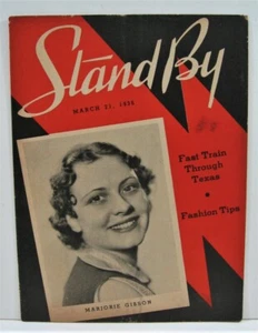 1936 Stand By Magazine Marjorie Gibson Cover WLS Radio Prairie Farmer Chicago - Imagen 1 de 2