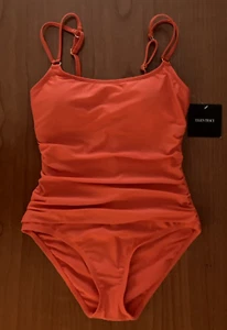 $98 Ellen Tracy One Piece Swimsuit Size 10 Cherry Tomato NWT - Picture 1 of 5