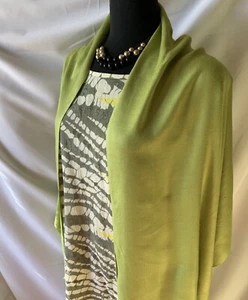 Apple Green Scarf Wrap Shawl With Fringe Edge -New - Picture 1 of 5
