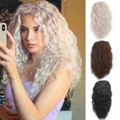 Pieza de pelo rizada sintética de 18 pulgadas para diadema mullida con clip en la parte superior de la cabeza Foto 1 de 4