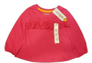 Cat & Jack Girls Eyelet Long Sleeve T-Shirt Size 18 months.  NWT.  PINK - Picture 1 of 4