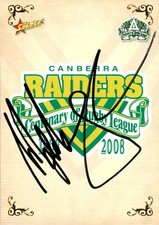 ✺Signed✺ 2008 CANBERRA RAIDERS NRL Card MAL MENINGA Centenary