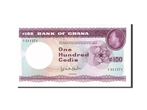 [#113649] Banknote, Ghana, 100 Cedis, 1965, Undated, KM:9a, UNC Cover
