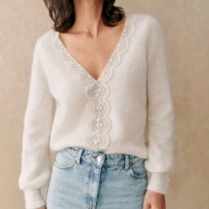 Cárdigan tejido suéter mohair de encaje de encaje de Sezane para mujer - Imagen 1 de 23