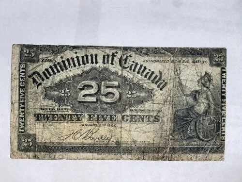 Canada 1900 25 Cent Shinplaster  Free Shipping | Cut Error / rare  - Image 1 of 4