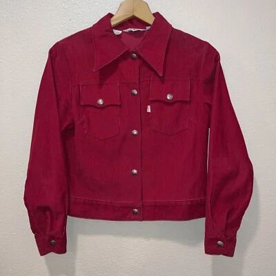 Chaqueta a Presión Levi's Blanca Tab Big E Roja Boho Hippie Pana De Colección Años 70 Para Mujer Foto 1 de 4