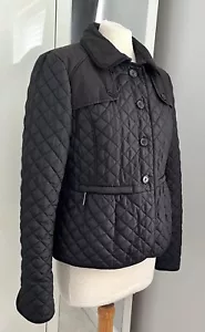 Giacca trapuntata Hobbs nuova con etichetta UK 10 donna seno singolo nero cappotto leggero - Foto 1 di 9