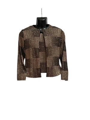 Chaqueta sin mangas Xscape By Joanna Chen para mujer M dorada y negra a juego Foto 1 de 4