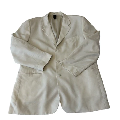 Claiborne Mens Linen Blend Sport Coat Sz 44R Cream Blazer Lined Pockets - Image 1 of 4