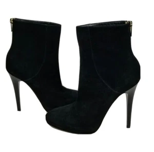 Jimmy Choo Black Suede Platform Pointed Toe Stiletto Heels Ankle Boots Size 37.5 - Picture 1 of 12