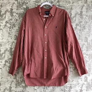 Polo Ralph Lauren Men Large Shirt Blake Long Sleeve Red Tartan Plaid Preppy Pony - Picture 1 of 10