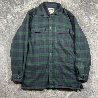 LL Bean фланелевая рубашка мужская средний высокий зеленый клетку флис с подкладкой куртка - Изображение 1 из 4