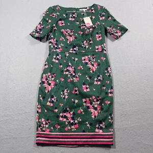Boden Dress Women 10R Sheath Green Floral Short Sleeve Zip Back Lined Spring NWT - Picture 1 of 12
