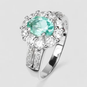 SPLENDIDO ANELLO GIOIELLO ARGENTO STERLING 925 RARO VERDE NEON SMERALDO MISURA 6,25 - Foto 1 di 10