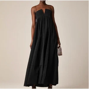 J Crew Collection trägerloses gekerbtes Maxikleid 12 schwarz neu mit Etikett CI878 J.Crew Plissee - Bild 1 von 6