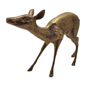 Statuina Cervo in Ottone Massello 8,5" X 13", MCM Vintage  - Foto 1 di 10