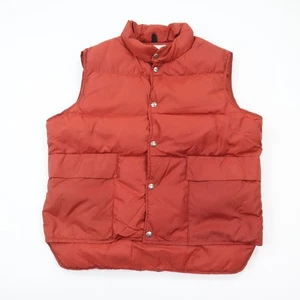 Vintage Woolrich Down Puffer Vest Jacket Mens Large Orange Snap Outdoor Travel - Picture 1 of 11