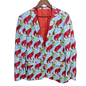 Suslo Couture Anzugjacke blau T-Rex Santa Slim Fit 46/XXL Weihnachten 🎅 🦖 - Bild 1 von 9