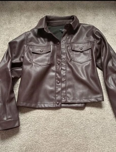 Burgundy Leather-look Shacket Size 8 *New* - Picture 1 of 6